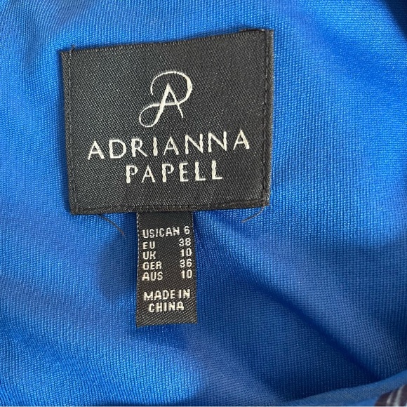 Adrianna Papell Blue Red Floral Scuba Fitted Knee Length Dress 20670 - Picture 7 of 10